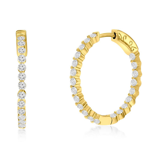 Yellow inside-outside CZ Hoop Earrings