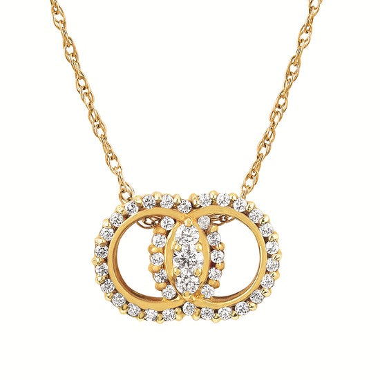 Yellow Gold Diamond Marriage Symbol Pendant Necklace