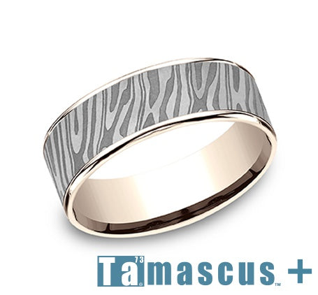 Rose Gold Band with Tamascus Center