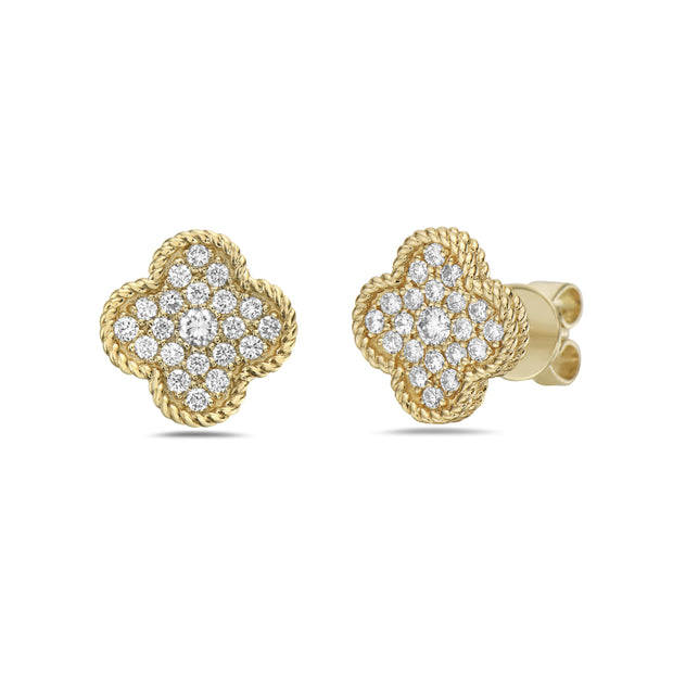 Yellow Gold Diamond Stud  Earrings