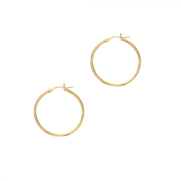 Yellow Gold Hoop Earrings-30 mm