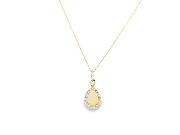 14K Yellow gold Ethiopian Opal & Diamond pendant
