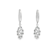 14K White Gold Dangle Baguette Diamond Earrings