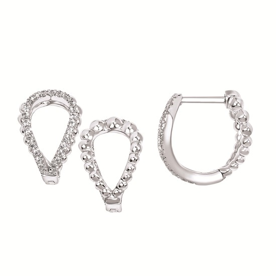 White Gold Reversible C- Hoop Earrings