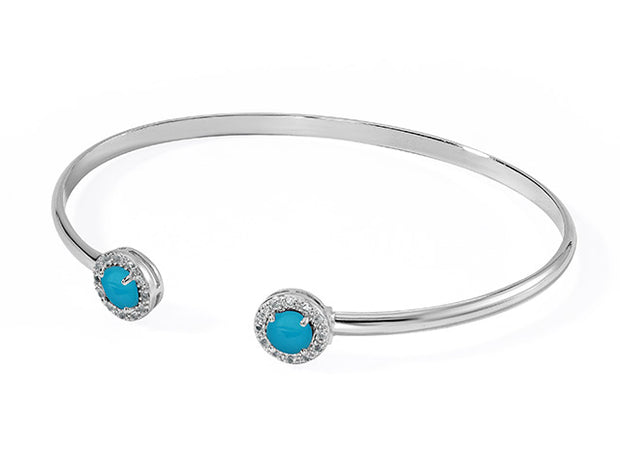 Silver Birthstone Cuff Bracelet-Turquoise