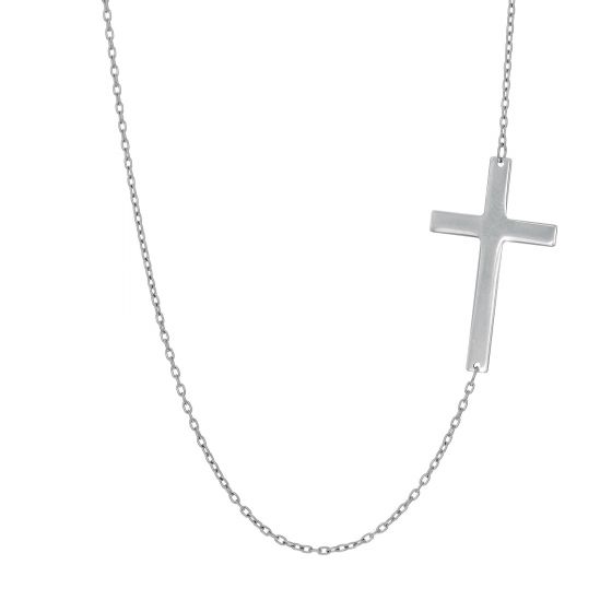 White gold Sideways Cross Necklace