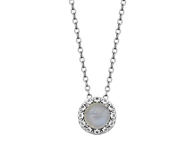 Silver Moonstone and White Topax Pendant Necklace