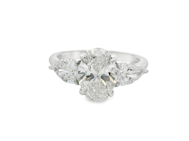 Platinum Lab Grown Oval Diamond Engagement Ring - 3.35ctw
