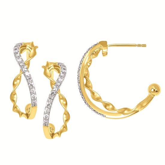 Yellow Gold Diamond Hoop Earrings