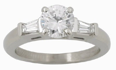 Levy Creations 14K White Gold Setting with Tapered Baguettes