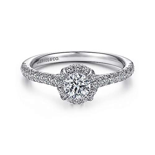 Gabriel & Co. 14K White Round Halo Engagement Ring