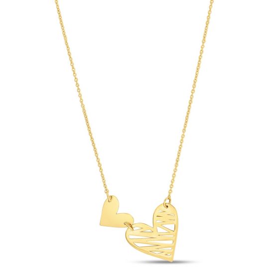 Yellow Gold Doubble Heart Pendant Necklace