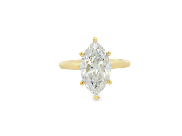 14K Yellow Gold Lab Grown Marquise Diamond Engaement ring