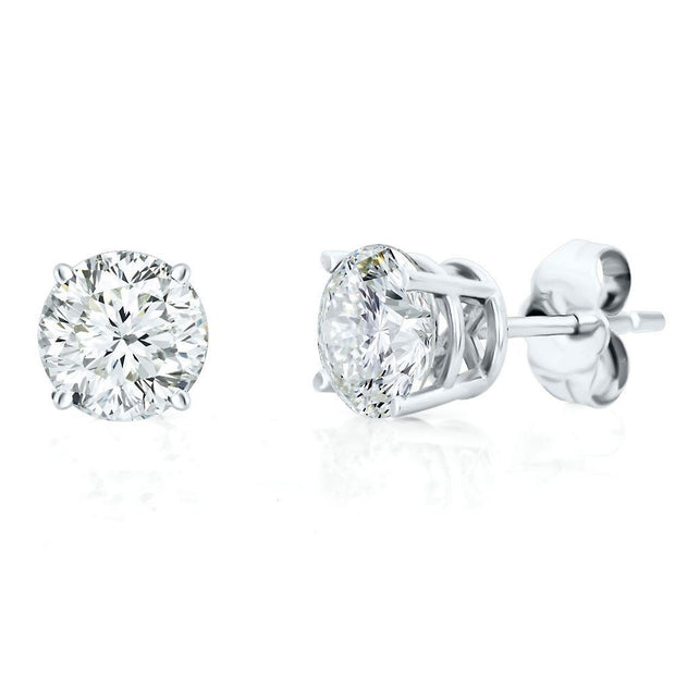 14K White Gold Lab Grown Diamond Stud Earrings - 1.46ctw
