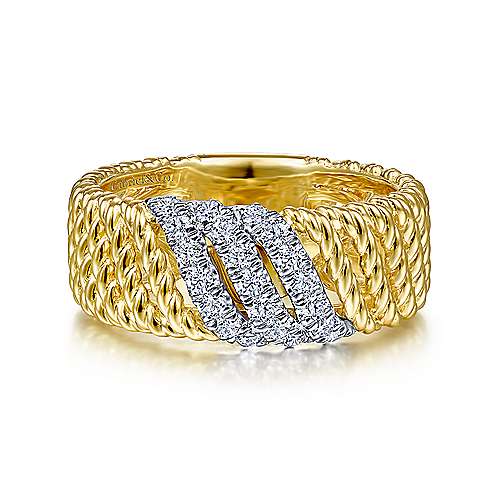 Gabriel & Co Multi Twisted Rope and Diamond Ring