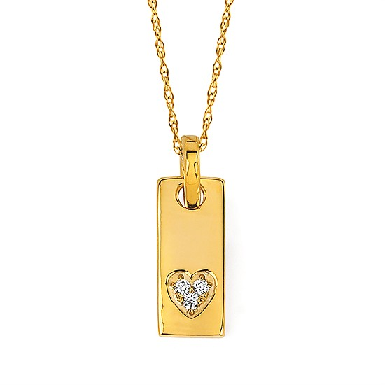 Yellow Gold Heart Tag Pendant Necklace