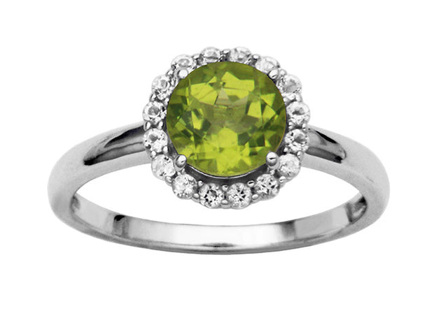 Silver Birthstone Ring- Peridot