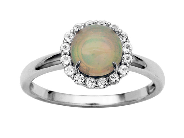 Silver Birthstone ring- Ethiopian Opal