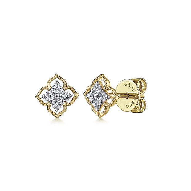 Gabriel & Co. Floral Diamond Stud Earrings