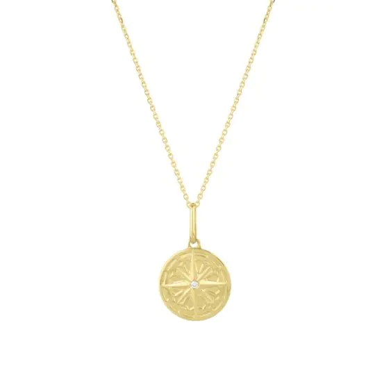 Yellow Gold North Star Pendant Necklace