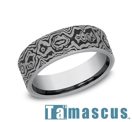 Tamascus Band with Sword Pattern Finish