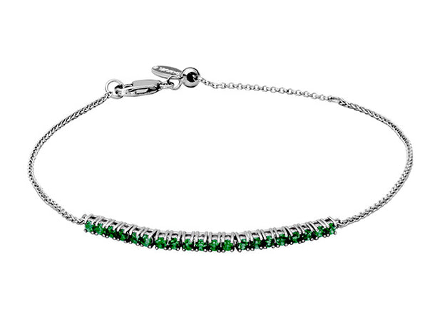 Silver Emerald Birthstone Bracelet