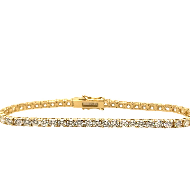 14K Yellow Gold Diamond Tennis Bracelet - 7.01ctw