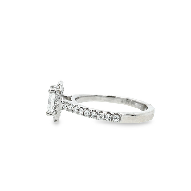 14K White Gold Halo Cushion Diamond Engagement Ring - 1.38ctw
