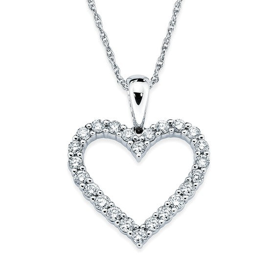 White gold Diamond Heart Pendant Necklace