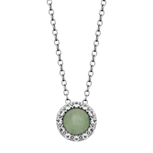 Silver Birthstone Pendant necklace- Milky Aquamarine