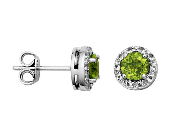 Silver Peridot and White Topaz Earrings