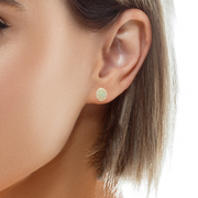 14K Yellow gold Opal & diamond Earrings