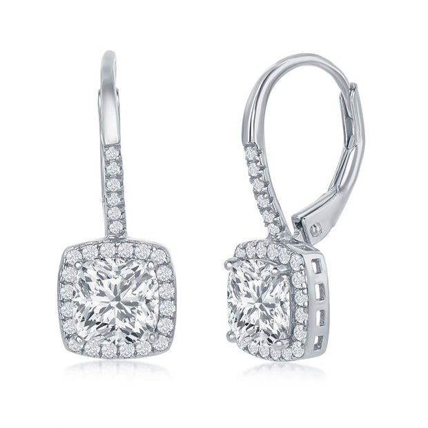 Sterling Silver CZ Cushion Earrings