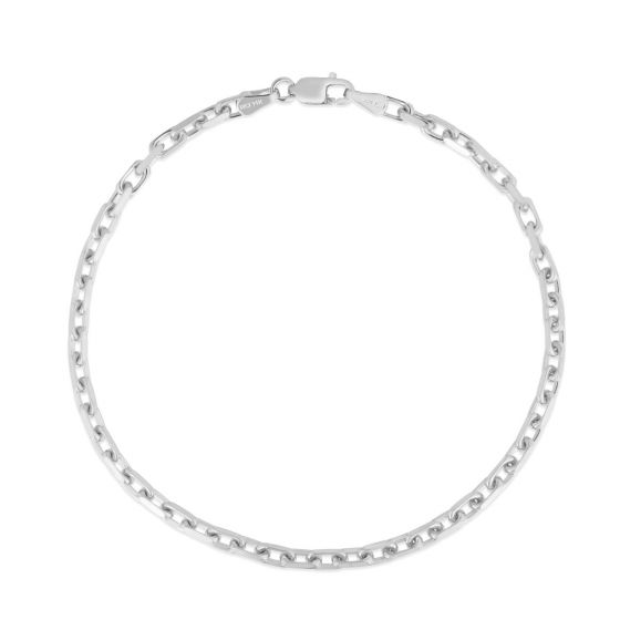 White Gold French Cable Chain Bracelet