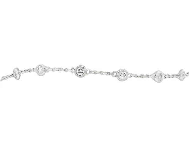 14K White Gold Diamond By the Yard Bracelet