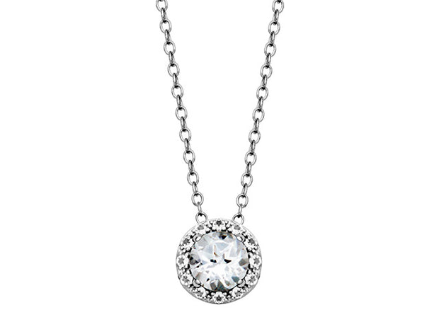 Silver White Topaz Pendant Necklace