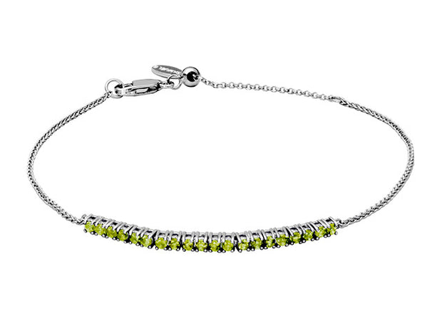 Silver Adjustable Peridot Bracelet