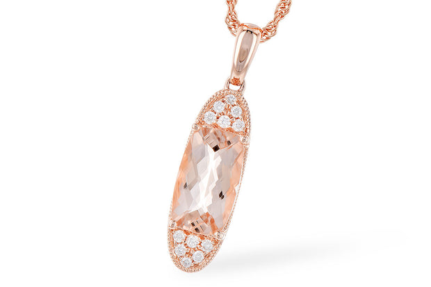 Allison Kaufman Rose Morganite and Diamond Pendant Necklace