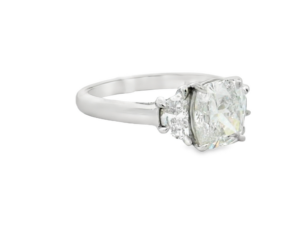 Platinum 3-Stone Lab grown Diamond Engagement Ring - 2.65ctw