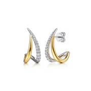 Gabriel & Co. Diamond Spike J Hoop Earrings