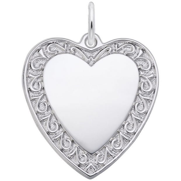 Silver Scrolled Heart Charm