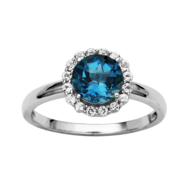 Silver Birthstone Rings- London Blue Topaz