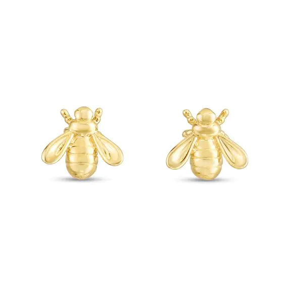 Yellow Gold Bee Earrings