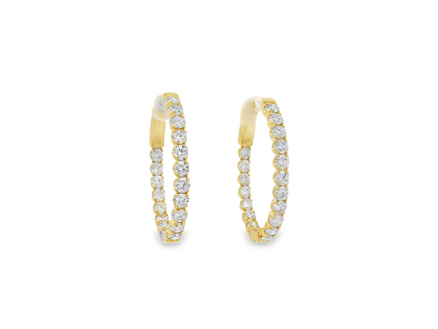 14K Yellow Gold Diamond Hoop Earrings - 2.09ctw