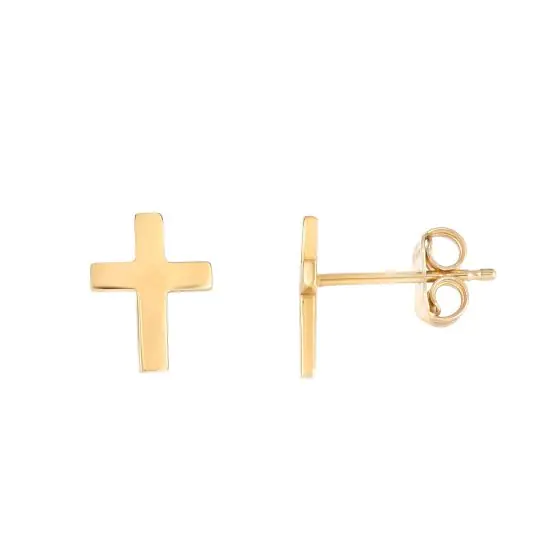 Yellow Gold Cross Earrings