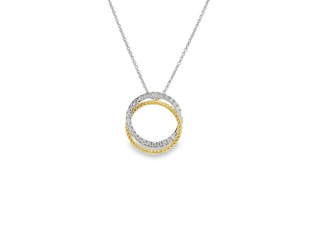 14K Double Circle Diamond Pendant - .23ctw