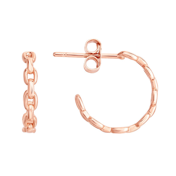 Rose Gold Oval Link C-Hoop Earrings