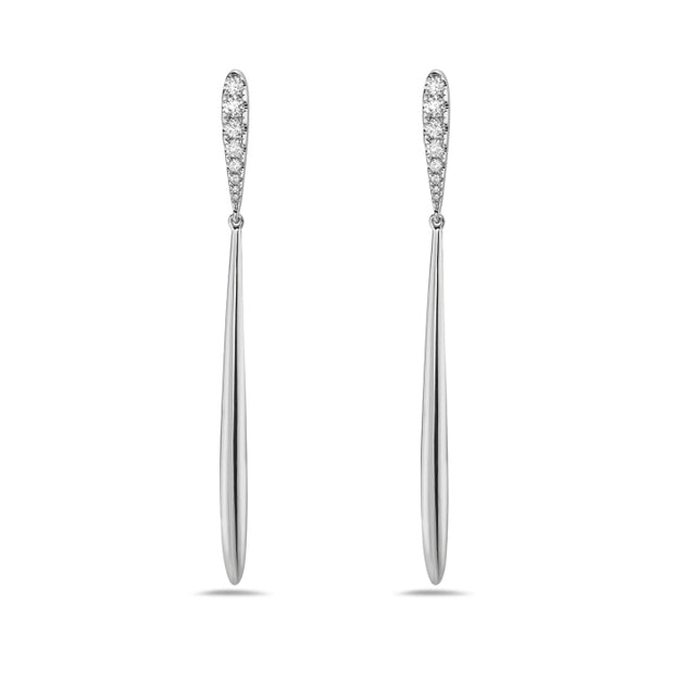 White Gold Dangle Earrings with Diamonds