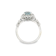 14K White Gold Aqua and Diamond Fashion Ring
