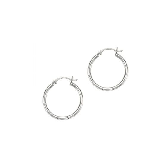 14 Karat White Hoop Earrings- 25mm